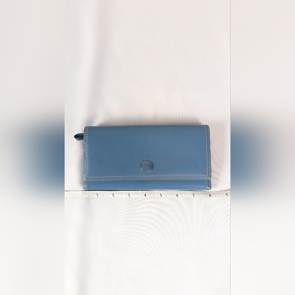 Coach Vintage Long Envelope Wallet Sky Blue Smooth Glove Tanned Leather Y2K - Picture 14 of 14